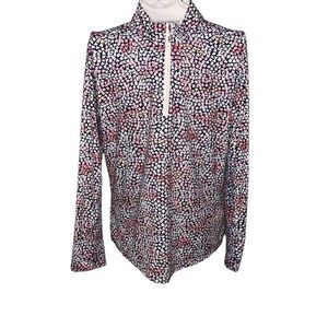 Nice SanSoleil SolCool L/S Print Mock w/Swarovski Zipper Pullover • UPF 50+ Sun